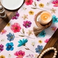 thumbnail image 3 of Colorful Flowers Table Runner 72 Inches, Spring Watercolor Floral Plant Pink Bed Runner Dresser Scarves Tabletop for Indoor Outdoor Parties/Ceremony/Banquet, 18" x 72", 3 of 9