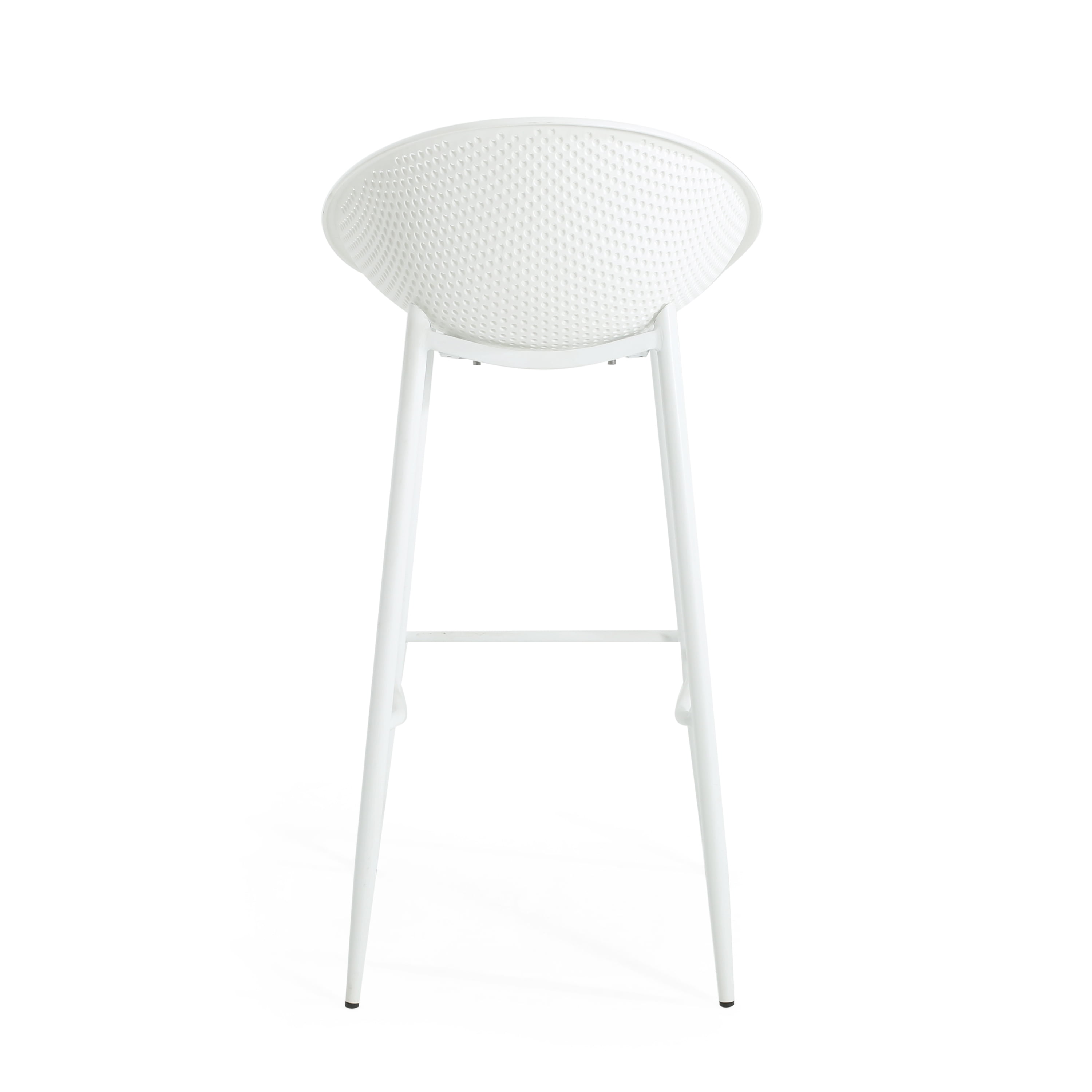 Bar Stools Set of 2, Outdoor Patio Chairs with Weatherproof Iron Frame and Plastic Seat, Counter Height Dining Chairs for Backyard Deck and Garden, White
