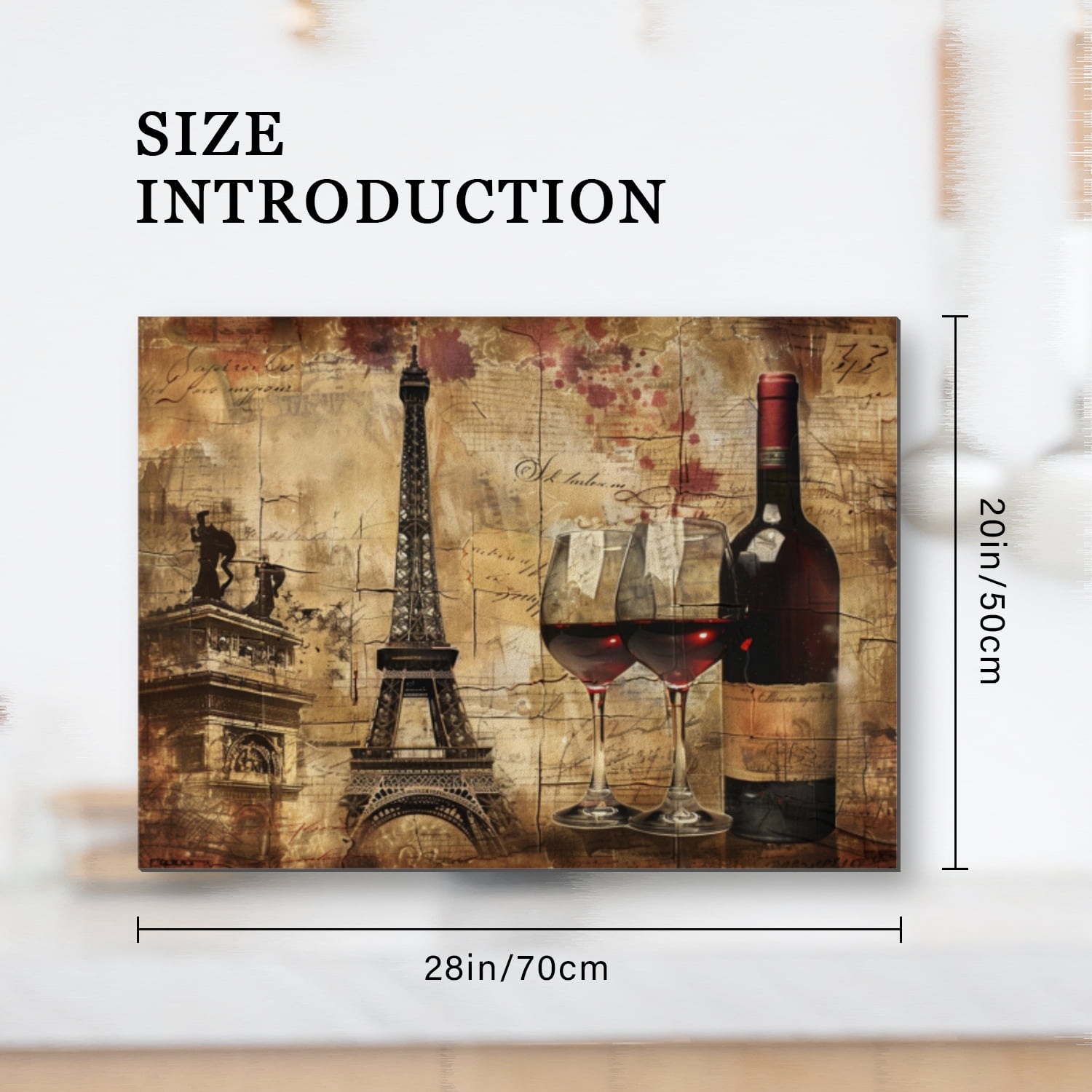 Stove Cover For Gas Stove, Retro Eiffel Tower With Bottles Of Wine, Glass Induction Cooktop Protector Mat for Kitchen RV (28×20 Inch)