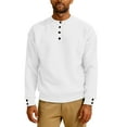 thumbnail image 7 of Hxshgdsn Mens Trendy Waffle Henley Shirt Long Sleeve Knit Pullover Sweater Crewneck Textured Loose Casual 1/4 Button Blouse White 3Xl, 7 of 7