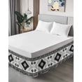 thumbnail image 4 of Black Beige Boho Wrap Around Bed Skirts for California King Bed 18" Drop,Bed Skirt with Adjustable Elastic Belt Dust Ruffle Bed Valance for Bedroom Vintage Ethnic Tribal Southwestern Bed Frame Cover, 4 of 7