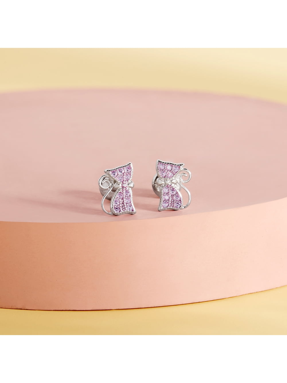 Sassy Kitty Cat Kids / Children's / Girls Earrings Screw Back - Sterling Silver
