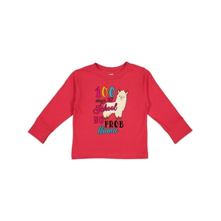 

Inktastic 100 Days of School No Prob Llama Gift Toddler Boy or Toddler Girl Long Sleeve T-Shirt