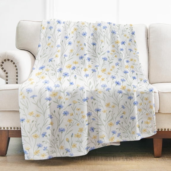 Floral Throw Blanket for Couch Sofa Bed Lightweight Soft Cozy Bed Blanket