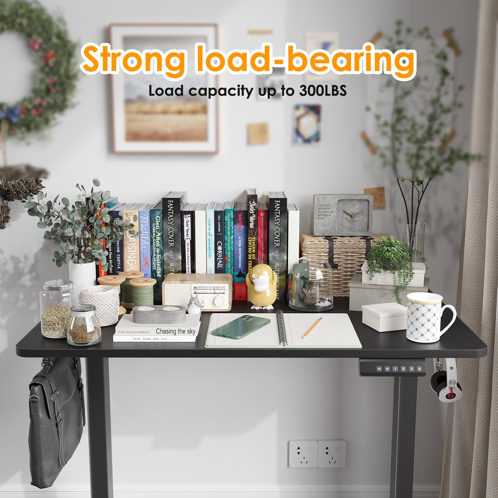 40x24 Inch Electric Standing Desk Adjustable Height Sit Stand Desk with Memory Controller Home Office Computer Workstation Black