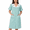 Green, variant on Women's Short Sleeve Woven Snap-Front Closure Striped Embroidery Housecoat Snap Front Dusters for Women Lounge Nightgown with Front Pockets, Green 3XL