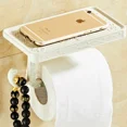 thumbnail image 3 of Antique Brass Toilet Paper Holder Bathroom Mobile Tssue Roll Storage Rack Accessory, 3 of 6
