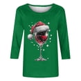 thumbnail image 3 of Camisetas de Manga Larga de las Mujeres Impresión de Navidad Cuello Redondo 3/4 Manga Suéter Superior, Moda Informal para Fiesta de Vacaciones Y Uso Diario, 3 of 7