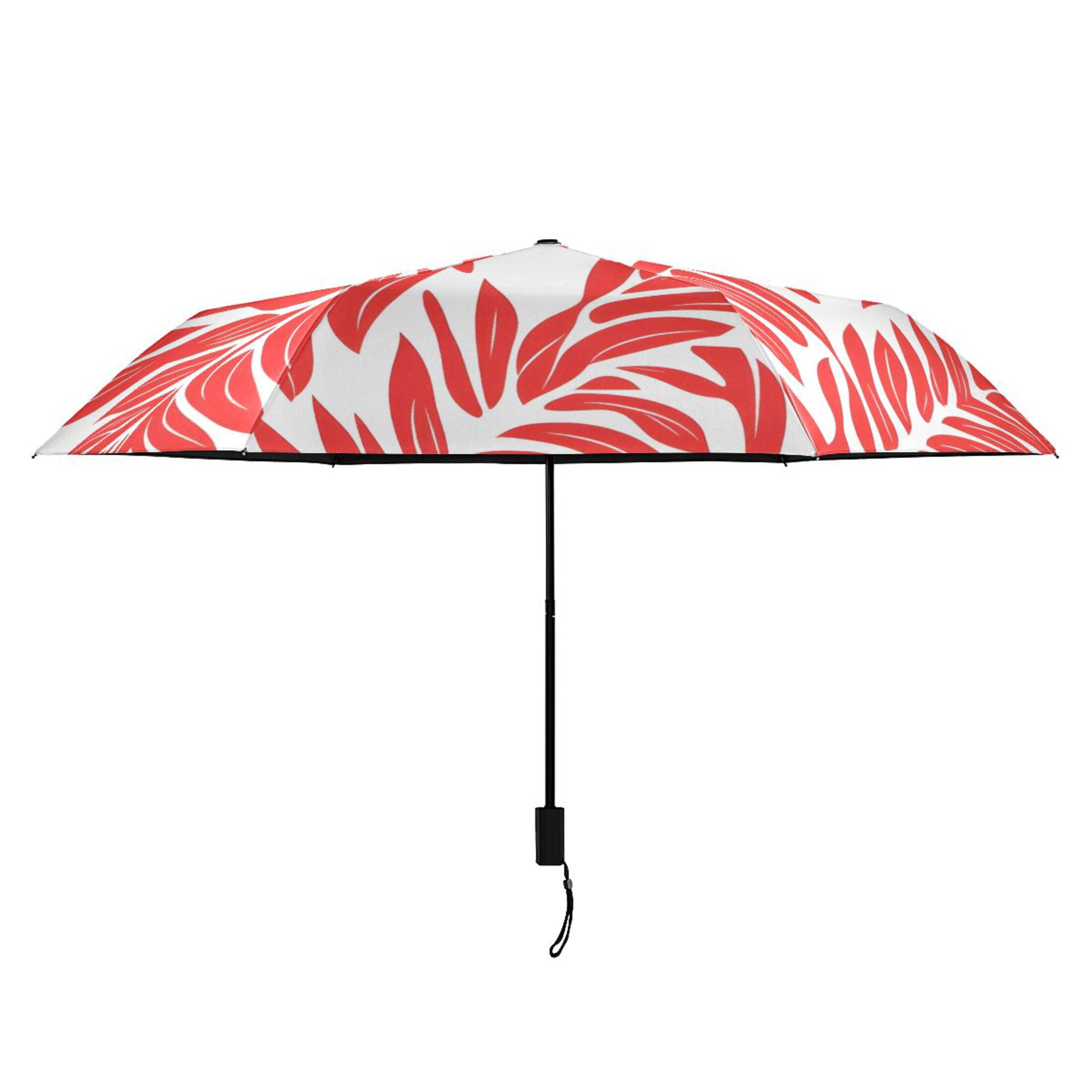 ALAZA Tropical Leaf-a1 UPF 50+ Compact Folding Umbrella for Rain Travel Umbrella Packable