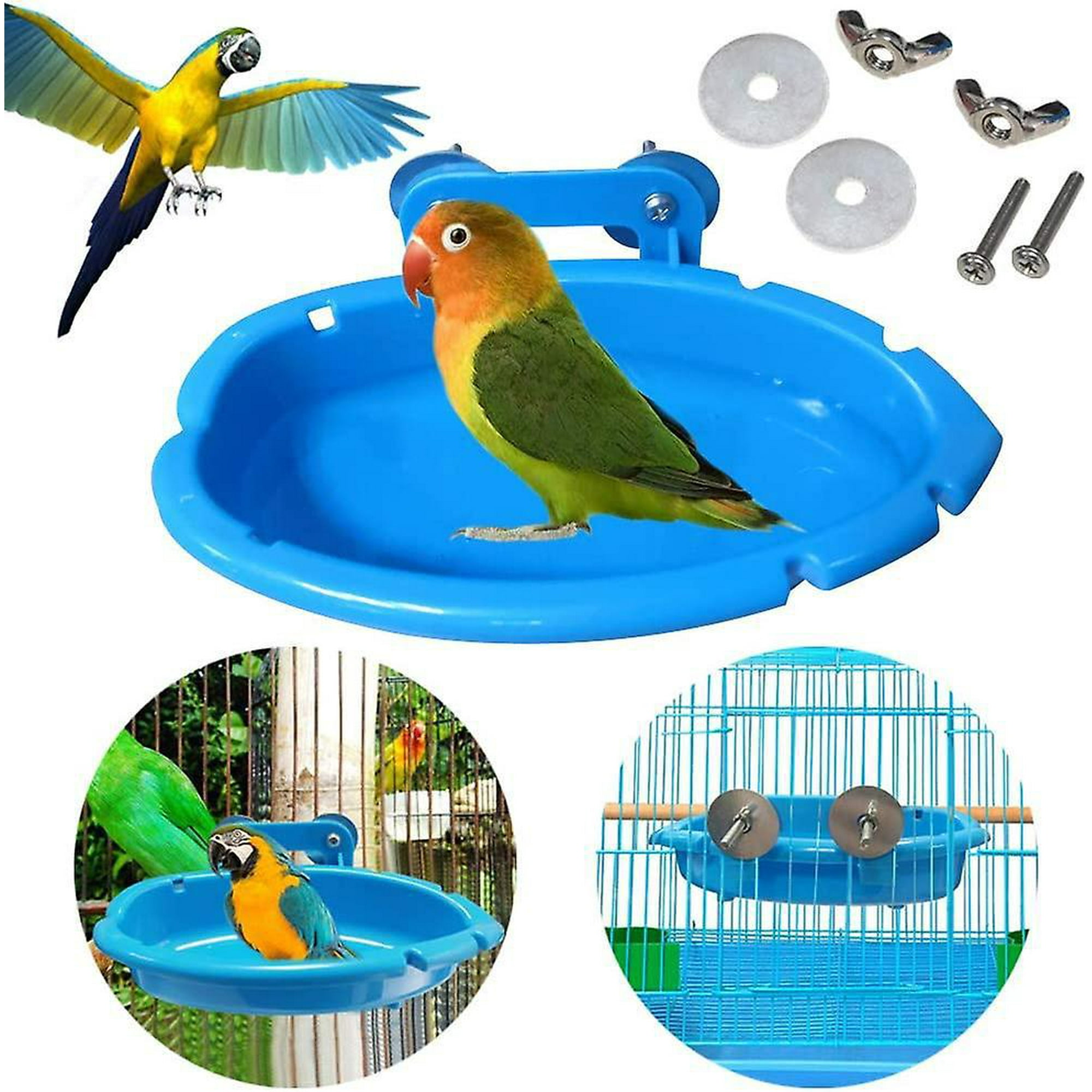 Bird Bath For Cage Hanging Bird Water Bowl Budgie Bath Tub Bird Food Feeder Shower Box Holder Tray Parrots Bathing Tubs Budgie Toys Accessories For Sm