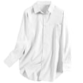 thumbnail image 5 of YANGXINX Womens Dress Shirts Long Sleeve Button Down Elegant Free Collared Work Office Solid Blouses Dressy Casual Relaxed Fit Tops, 5 of 7