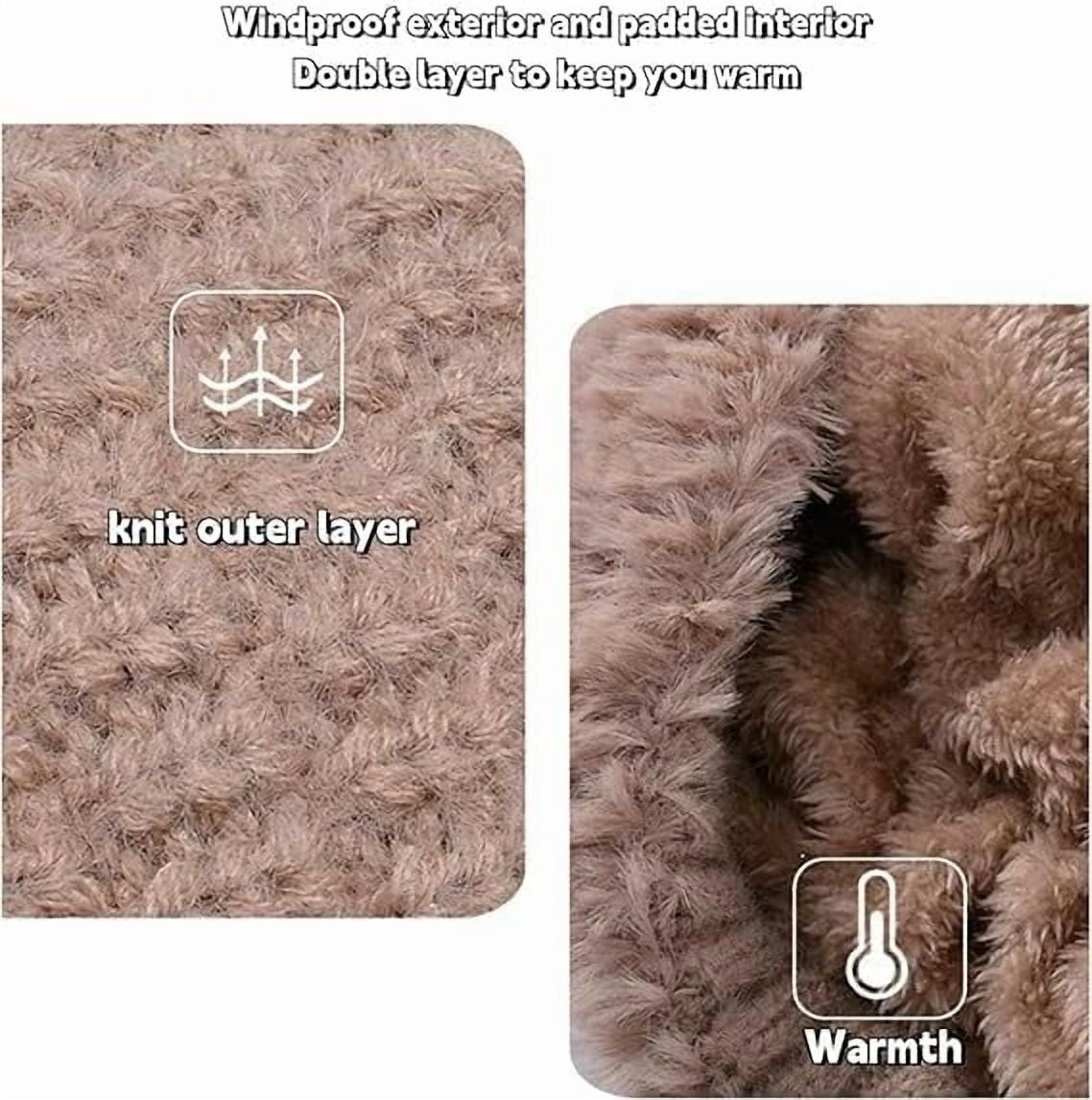 3-in-1 Beanie Hat for Women with Scarf and Mask - Winter Balaclava, Knitted Fleece-Lined Hat, Neck Gaiter & Face Cover for Cold Weather, Skiing, Hiking
