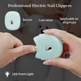thumbnail image 6 of Electric Nail Clipper,Electric Nail Trimmer with Nail Clip Storage and LCD Light,USB Rechargeable Automatic Nail Clipper for Adults,Seniors,Babies,Children (Green), 6 of 7