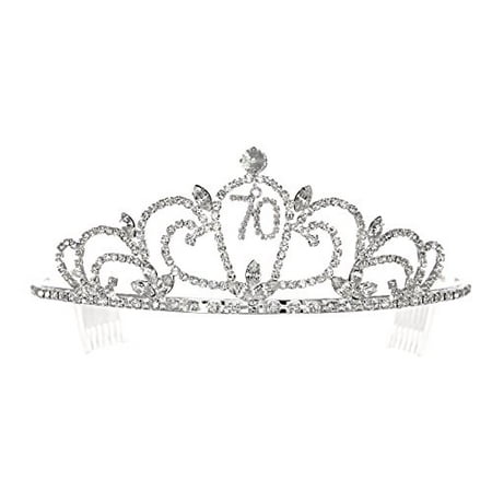 Best Birthday Party Accessory 70th Rhinestone Crystal Tiara Crown for