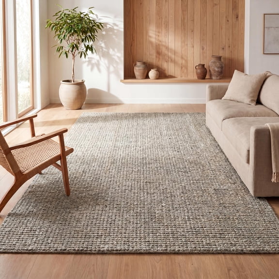 JONATHAN Y NATURAL FIBER 3 x 5 Area Rug, Pata Hand Woven Chunky Jute - Gray, NRF102C-3