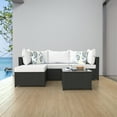 thumbnail image 2 of Phonjoroo 5PCS Patio Furniture Sets All Weather Outdoor Sectional Sofa Manual Weaving Wicker Rattan Outdoor Conversation Set with With Cushion And Glass Table, White, 2 of 7