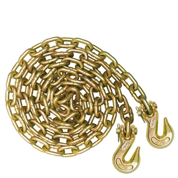 VULCAN Safety/Binder Chain with Clevis Grab Hooks - Grade 70 - 3/8 Inch x 10 Foot - 6,600 Pound Safe Working Load