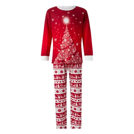 

Genuiskids 2022 Christmas Family Pajama Holiday Christmas Baby Romper/Starlight Christmas Tree Print Long Sleeve Tops Long Pants Loungewear for Couples Kids Baby Sleepwear