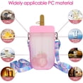 thumbnail image 5 of Cute Water Bottle with Straw - Creative Ice Cream Popsicle Cups Adjustable Shoulder Strap for School Girls, Kawaii Leakproof BPA Free Drinking Bottles Camping Sports Travel, 10 oz, 5 of 8