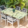 thumbnail image 2 of Sage Green Leaves Table Cloths for 6 Foot Rectangle Tables, Summer Botanical Farmhouse Leaf Patio Waterproof Elastic Fitted Tablecloths, Washable Rectangular Table Cover for Camping, 2 of 8