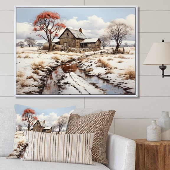 Designart "Barns Rustic beauty XI" Farmhouse Floater Framed Canvas Print