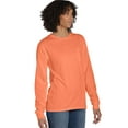 thumbnail image 4 of Hanes Pocket T-Shirt Long Sleeve Unisex Garment Dyed Tee Crewneck Cotton, 4 of 4