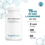 SuperSmart Zinc L-Carnosine 75mg per Day (Well-Tolerated) - Zinc Carnosine Supplement | Non-GMO & Gluten Free - 120 Vegetarian Capsules