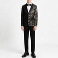thumbnail image 2 of Zpanxa Boys Outfits Boys Dark Green Blazer and Pants Suit Set Gold Embroidery 2 Piece Formal Outfit, 2 of 9
