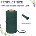 thumbnail image 2 of Braided Macrame Cord, 4mm x 109 Yards Natural Cotton Rope Macrame Yarn Bohemia Craft String with Scissors(Dark Green), 2 of 7