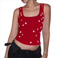 thumbnail image 3 of Top Corto Sin Mangas con Cuello Cuadrado Acanalado y Decorado con Diamantes de Imitación para Mujer Y2K Rojo M, 3 of 7