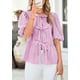 thumbnail image 5 of Blusa PRETTYGARDEN para mujer a rayas con lazo en la parte delantera y manga abullonada, 5 of 9