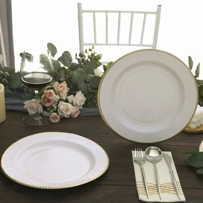 White Paper Plates, for Event and Party Supplies