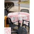 thumbnail image 5 of Outdoor Tablecloth with Umbrella Hole for Patio/Picnic/Party/Camping, Pink Leaves Waterproof Table Cloth Square Cover Washable, Farmhouse Botanical Leaf Branch Vintage Modern (54"x 54"), 5 of 9