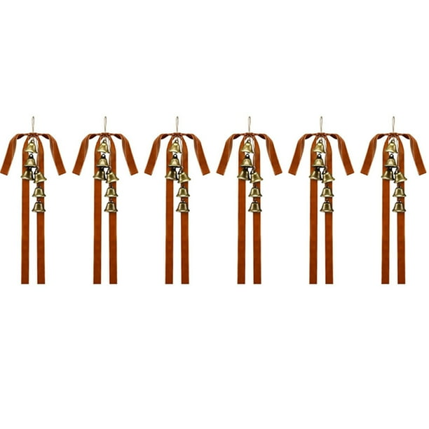 Naiovety Juego de 6 lazos navideños con cascabeles dorados. Ambiente navideño. Ideal para adornos de árbol de Navidad, coronas y adornos de Decoración del hogar marrón oscuro
