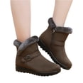 thumbnail image 3 of Women's Winter Fur Snow Ankle Boots Buckle Suede Waterproof Zipper Anti-slip Warm Snow Short Booties, 3 of 5