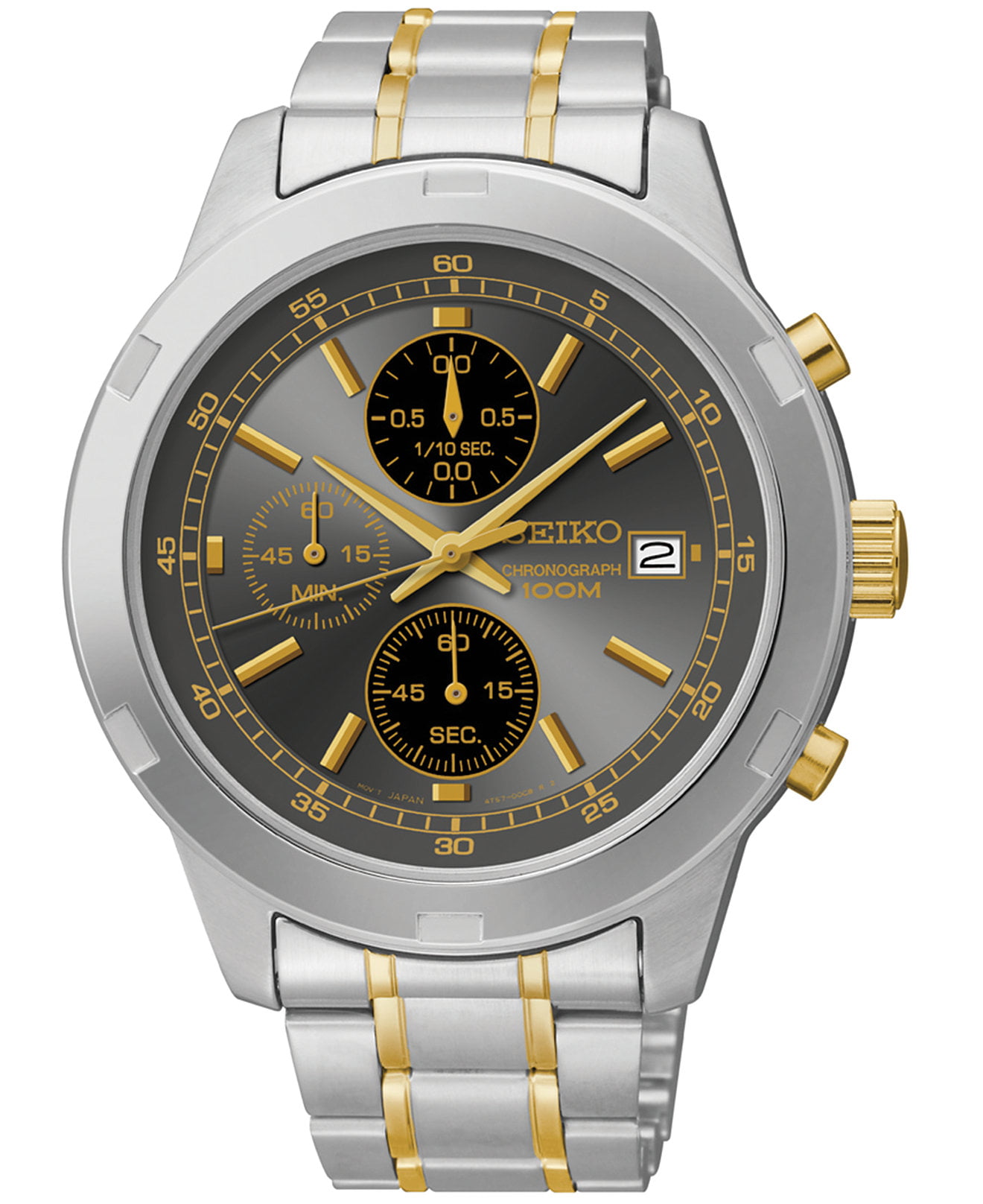 Seiko Men's SKS425 Two-Tone Analog Watch With Grey Dial 