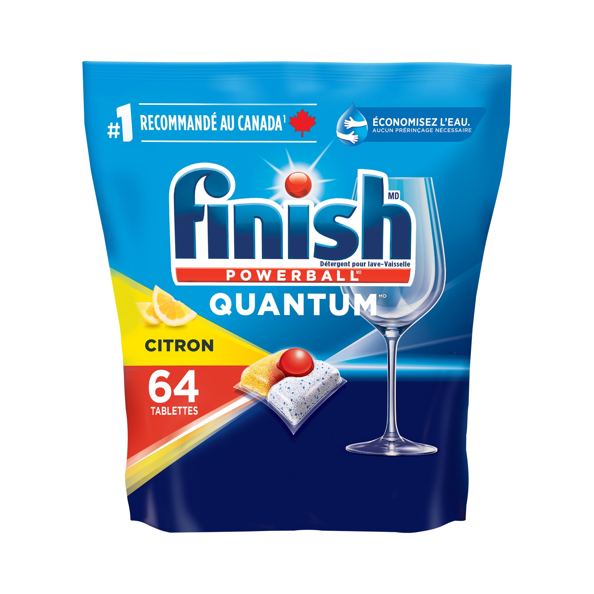 Finish Power Ball Quantum Dishwasher Detergent Pods, No pre sinse needed, For Deep clean & sparkling shine, Lemon Sparkle
