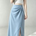 thumbnail image 5 of Wxolcjlv Womens Twist Front Midi Skirt High Waist Side Slit Slim Skirts, 5 of 7