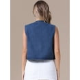 thumbnail image 4 of DARING DIVA Women's Sleeveless Denim Vest with Pearl Embellishments S Blue, 4 of 7