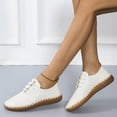 thumbnail image 4 of Womens Solid Color Lace Up Flat Heel Soft Soled Round Toe Casual Shoes Single Shoes, 4 of 9