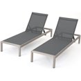 thumbnail image 1 of Noble House Cape Corail Gris Foncé Chaise Longue Extérieure en Maille (Ensemble de 2), 1 of 36