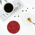 thumbnail image 5 of Kll Round Shape Drink Coasters Set Of 4,Pu Leather Absorbent Coasters Set Decorative Coffee Cup Coasters Housewarming Gift For Home Decor-Red Glitter, 5 of 9