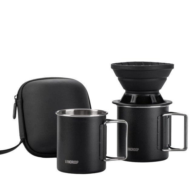 Vandroop - Juego de cafetera portátil de silicona plegable, perfecto para viajes, camping, hogar (ta