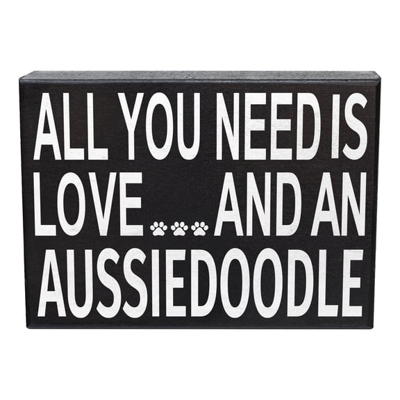 JennyGems Aussiedoodle Gifts Aussiedoodle Signs, All You Need Is Love and an Aussiedoodle Sign, 8x6 Inch Wood Sign, Aussiedoodle Mom, Aussiedoodle Dog, Aussiedoodle Decor, American Made