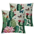 thumbnail image 2 of JRXY Hello Spring Cactus Decorative Throw Pillow Covers, Stay Awhile Cacti Green Succulents Plants Outdoor Pillowcase, Red Flower Butterfly Summer Seasonal Cushion Case Home Decor,2 Pcs White, 2 of 6