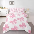 thumbnail image 2 of Erosebridal Pink White Bow King Bedding Set Cute Bowknot Comforter Set Teen Women,Kawaii Girly Bow Down comforter Watercolor Bow Quilt Set 2 Pillow Cases, 2 of 7
