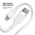 thumbnail image 5 of Powertek MFi Certified USB-A to Lightning Charging Cable, Carbon Design Texture, 6 ft, White, 5 of 8