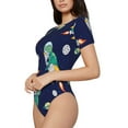 thumbnail image 2 of Easygdp Astronaut Dinosaur and Space Women's One-Piece Swimsuit Slim Fit Crew Neck Bodysuit Athletic Swimwear with Concealed Buckle - XX-Large, 2 of 9