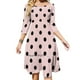 thumbnail image 1 of Vestido acampanado con lunares negros y rosas Vestido de cuello cuadrado Vestido elegante de moda femenina Vestido estampado Lunares negros Estético rosa, 1 of 5