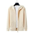 thumbnail image 5 of Fleece Hoodies for Men Zip Up Sweatshirt Fleece Jackets Beige XXXXL, 5 of 6